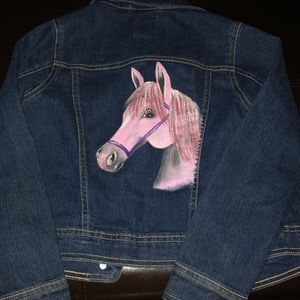 Jean Jacket painted horse Sz 7/8